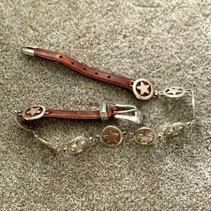 Belt 3D DDD Leather Western Belt, Silver-Tone Star Conchos